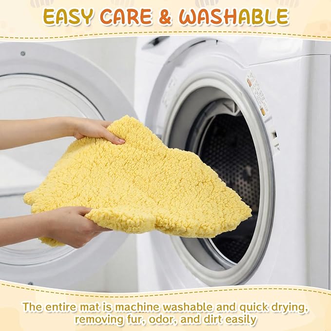 3 Pack Self Warming Cat Dog Bed Leaf Shape Self Heating Pet Mat Non Electric Washable Thermal Sleeping Pad Plush Heated Pet Mat for Crate Floor Indoor Outdoor(Light Yellow,Small-16 x20)