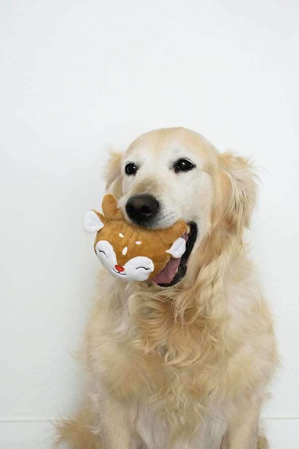 Flourish Pets 2 in 1 Small Prancer Christmas Multi-Layer Chew Toy for Active Dogs | Non-Toxic BPA Free Double Stitched Soft Fabric and Long-Lasting Dog Plush Toys (Reindeer Prancer 3.5")