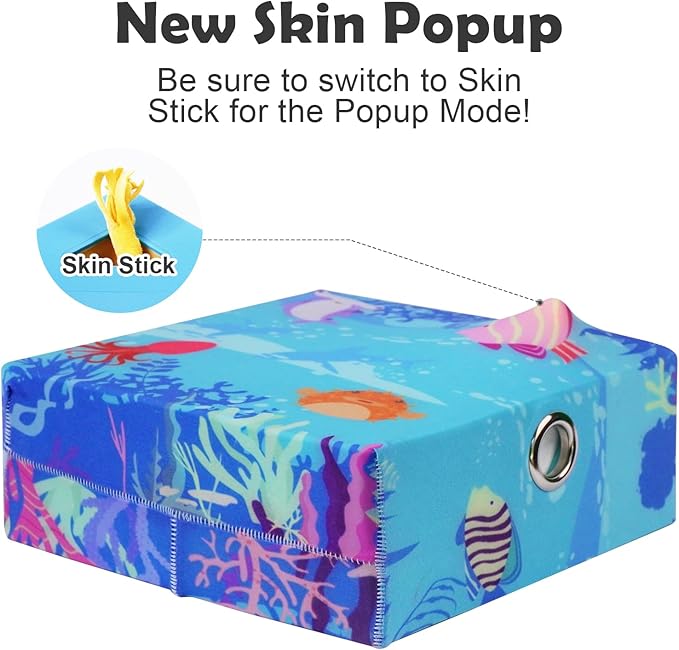 Migipaws MigiBox Cat Toy with PopSkin, Interactive Kitten Toy for Indoor Cats, Automatic Pop Out Feathers from 7 Holes Randomly, Pounce Mystery Under Cover to Stimulate Bored Furry, Rechargable