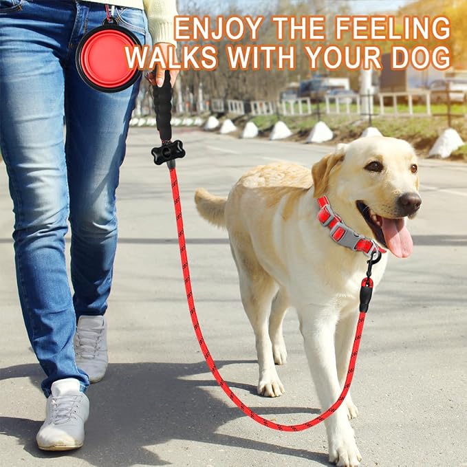 BARKBAY Dog Leashes for Large Dogs Heavy Duty Dog Leash 4/5/6 FT with Comfortable Padded Handle and Highly Reflective Threads for Medium Large Dogs Walking Training Running (5FT-1/2'',Red