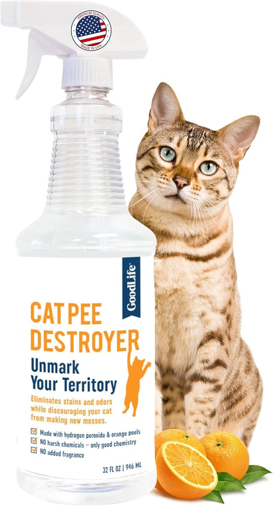 Cat Pee Destroyer - Cat Urination Stain & Urine Odor Eliminator for Home - Deodorizer for Litter Box, Carpet, Mattress, Couches, Furniture, & Floors (CPD 32)
