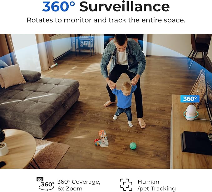 IMILAB C40 4K Indoor Security Camera, Room Camera for Kid/Baby/Pet, 5G WiFi Pan/Tilt Indoor Cam/Person Pet Track, Powerful AI Detection, Color Night Vision, SD/Cloud Storage, Easy Pairing, Plug in.