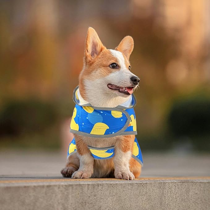 Dog Raincoats for Small Dogs Puppies Waterproof Hooded Rain Jacket with Reflective Strips Leash Hole & Poncho Adjustable Fit (ShinyDuck,S)