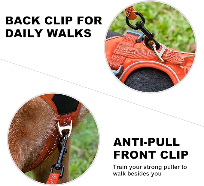 Plutus Pet No Pull Dog Harness, Release at Neck, Soft Padded, Reflective Adjustable Dog Vest Harness for Small, Medium, Large Dogs(Orange, M)