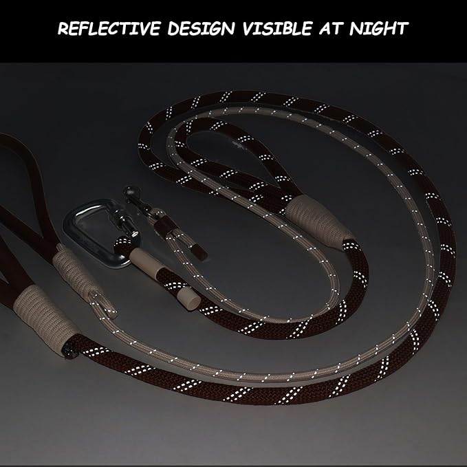 Twin Tails Leash Set - 5ft Double Handle Dog Leash and 4.5ft Lightweight Premium Rope Dog Leashes, Kid-Friendly Family Set, Reflective Pet Leashes for Small Medium and Large Dogs