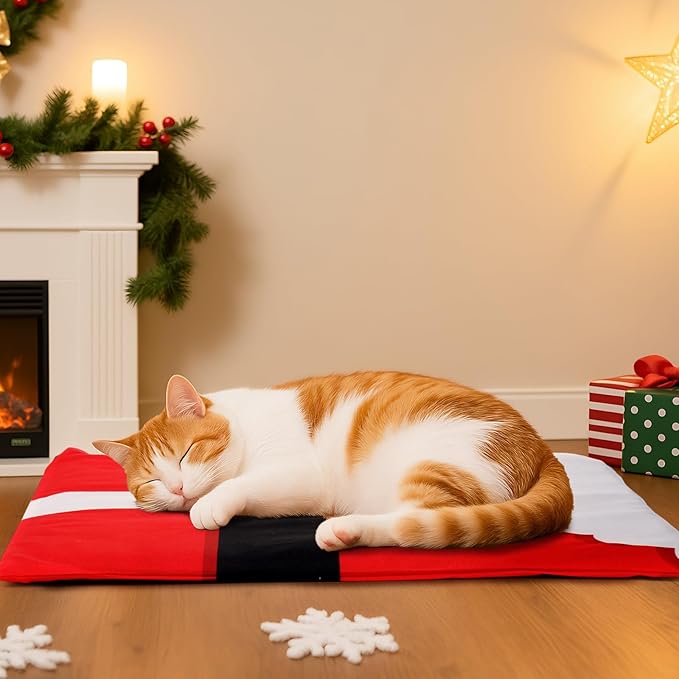 Tuanse Christmas Pets Heating Pad for Cats Dog 12 Level Adjustable Temperature Electric Heated Pad with Timer Waterproof Cat Heated Bed with Chew Resistant Cord for Pet Dog Puppy(17.7 x 23.6 Inch)