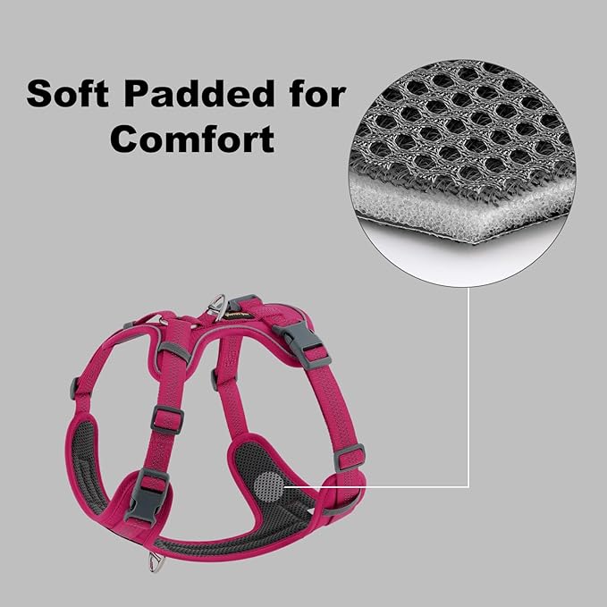 Plutus Pet No Pull Dog Harness, Release at Neck, Soft Padded, Reflective Adjustable Dog Vest Harness for Small, Medium, Large Dogs(Hot Pink, XS)