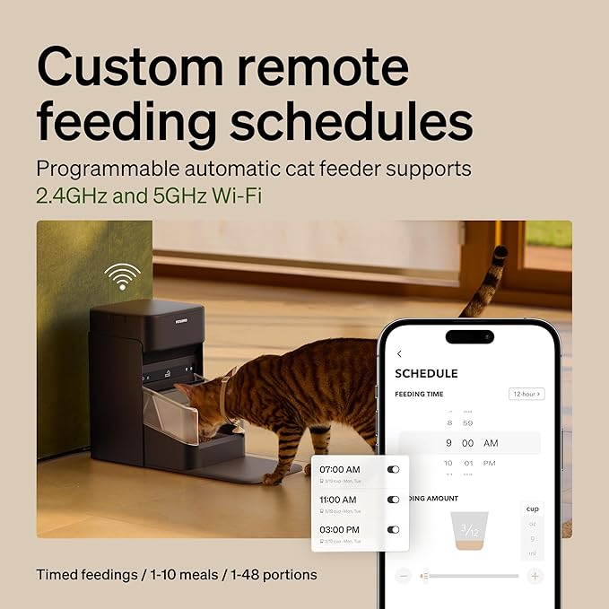 PETLIBRO RFID Cat Feeders for 2 Cats, Collar Sensor for Personalized Meals, Cats Recognition, Diet Tracking and Anti-Stealing for Multi-Pets Homes and Different Diets, Automatic Pet Feeder (Pack of 2)