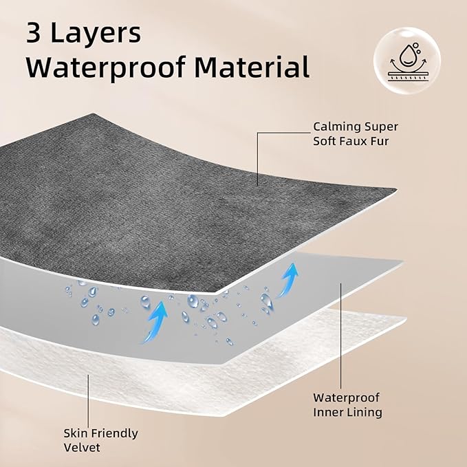 Waterproof Dog Blanket for Couch,Pee Proof Pet Blanket with 3-Layer Protection,Reversible Sherpa & Flannel Furniture Protector for Sofa Bed Car,Gifts for Cat Dog Lovers Christmas,60"x80",Grey