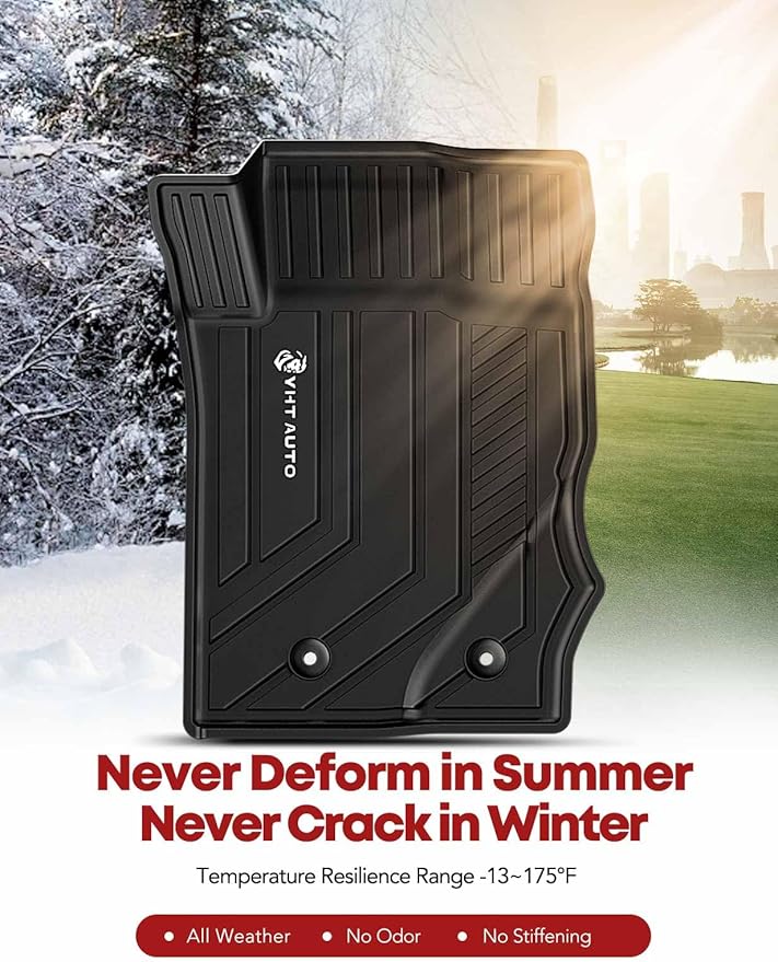 YHTAUTO Floor Mats & Cargo Liner Fit 2021-2026 Ford Bronco(Not Sport) 4 Door, TPE All Weather Floor Liner Odorless Custom Fit Car Mats, 1st 2nd Row and Trunk Mat Full Set Bronco Accessories