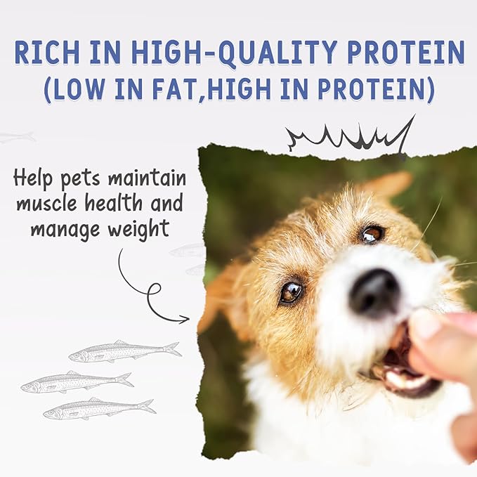 Freeze Dried Capelin Fish Treats for Cats & Dogs, Single Ingredient, Rich in Omega 3 & 6 for Healthy Skin & Coat, Grain Free, 100% Whole Fish, Premium Quality High Protein Training Snacks