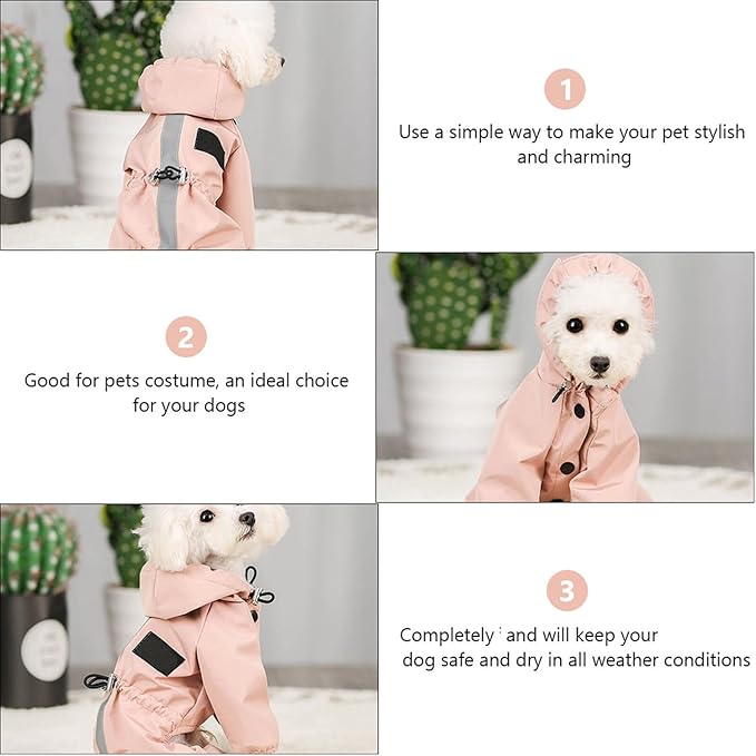 Angoily Reflective Dog Raincoat Lightweight Breathable Hoodie with Adjustable Drawstring Windproof Puppy Clothes for XXL Pets and Easy to Wear