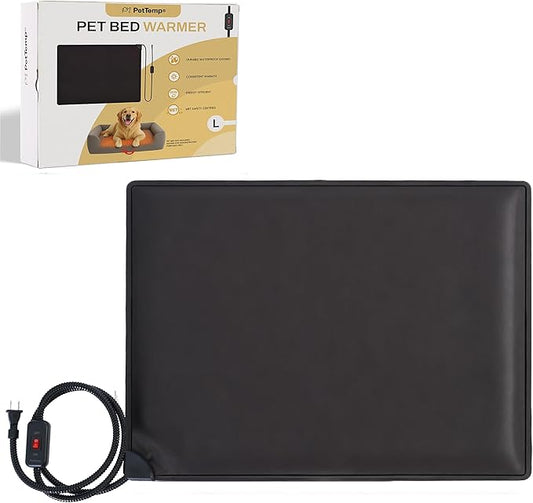 Pet Bed Warmer 25.5 x 19.5 in XL, Indoor Heated Pad Insert for Cats & Dogs, Turns Any Pet Bed Into a Cozy Waterproof Heating Mat, Safe Thermostat & Chew-Resistant Cord