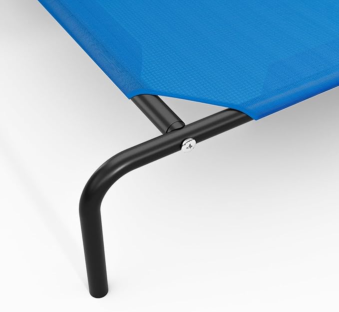 Elevated Dog Bed Waterproof Outdoor Pet Cot Cooling Dog Cot, Raised Bed for Large Dogs with Washable Breathable Mesh, No-Slip Feet, 50.8 x 31 x 8 inches, Blue