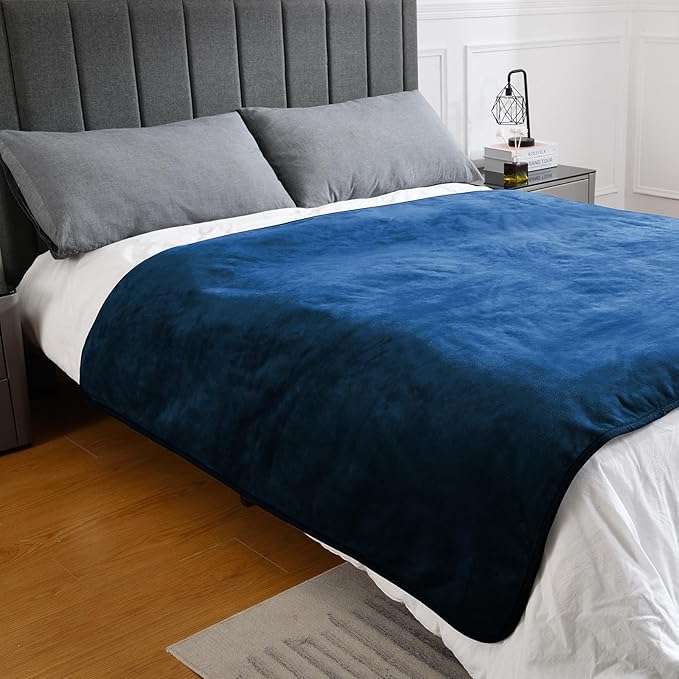 Waterproof Blanket for Bed Couch Sofa, Soft Liquid Pee Proof Pet Blanket for Dog Puppy Cat, Reversible Sherpa Fleece Furniture Protector (Navy Blue, 60x80 inches)