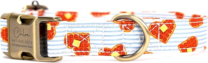 Personalized Dog Collar with Name and Phone Number Engraved,Adjustable Custom Puppy Collar,Organic Cotton Pet Collar for Small Medium Large Boy Girl Dogs