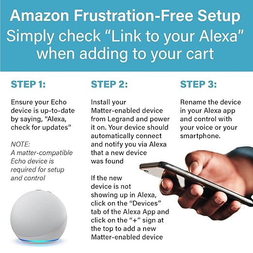 Legrand Radiant® Wi-Fi Matter Smart LED Dimmer, Effortless Setup, Enhanced Compatibility with Apple HomeKit, Google Home, Alexa & SmartThings, Easy Wi-Fi Connectivity with Matter, Pack of 1