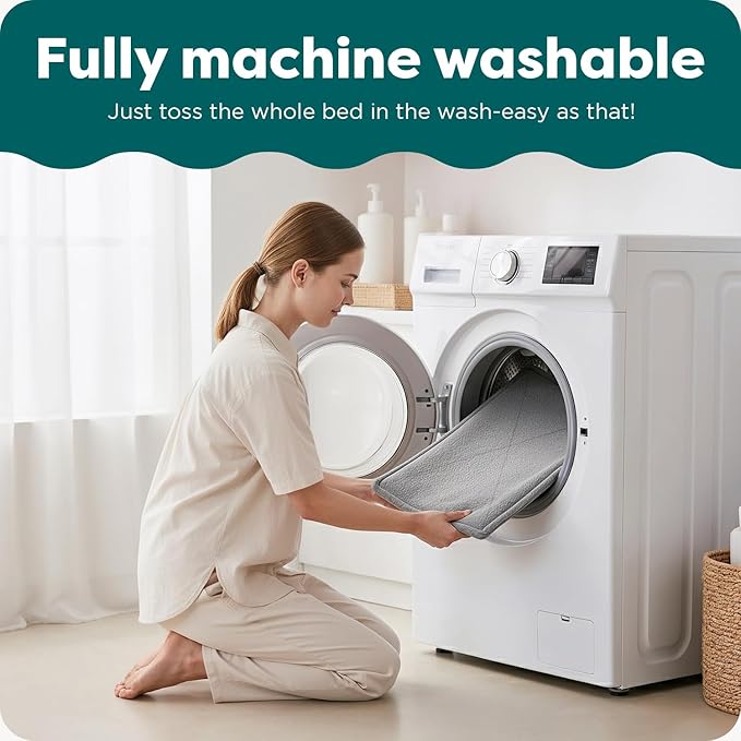 FurHaven ThermaNAP Self Warming Cat Mat, Dog Bed for Crates with Self-Warming Technology for Cozy Rest, Fully Machine Washable, Small, Plush Faux Fur, Cream