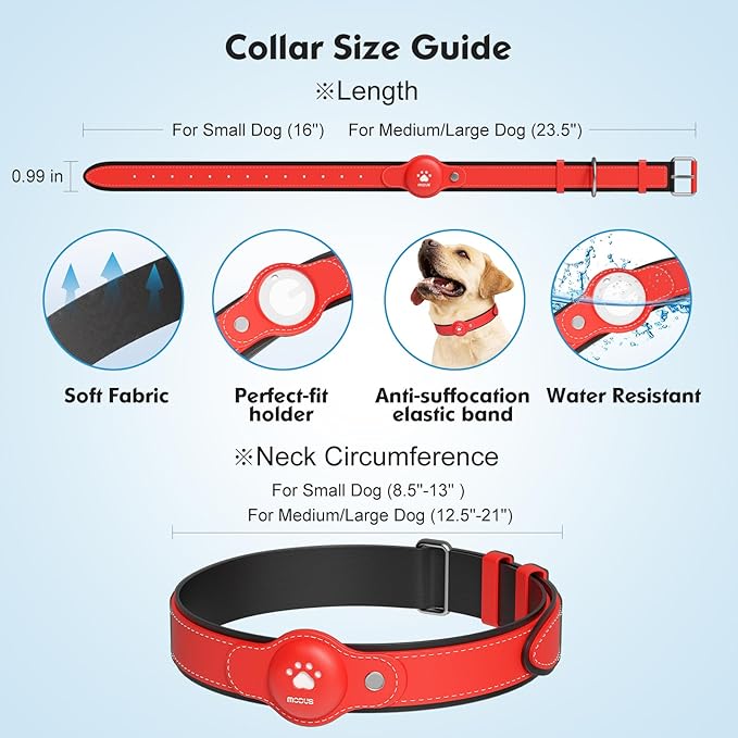 GPS Tracker for Dogs, 2 in 1 Pet Tracking Smart Collar (Only iOS), No Monthly Fee GPS Tracker Dog Collar, Real-time Location Comfortable PU Tracker Tag for Small, Medium Large Dogs(Locator Included)