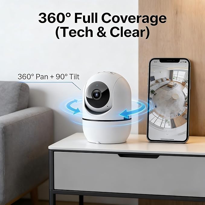 AI Indoor Security Camera, 2K Home Camera with Emergency Alerts, Motion Detection, Two-Way Audio, Night Vision – Perfect for Pets, Kids, Seniors & Living Alone