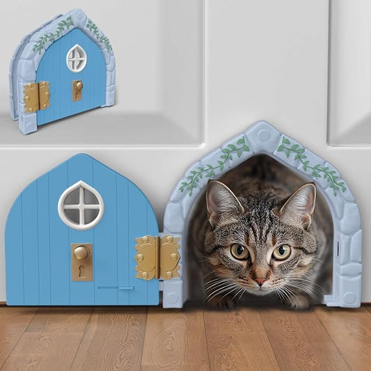 Fairy® Door Interior Pet Door - Large Cat Door for Cats Up to 20 lbs, Durable & Versatile Indoor Kitty Door for Solid or Hollow Core, Stylish Cat Hole, Comfortable, Easy Install, with Tight Lock