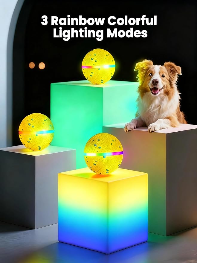 Smart Interactive Dog Balls, Automatic Moving Ball for Medium and Large Dogs, ETPU New Material, Motion Activated Rolling & Rotating Bouncy Toy for Dog Enrichment & Stimulation