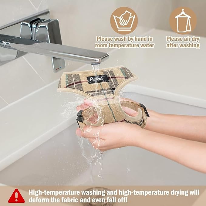 PUPTECK Soft Mesh Dog Harness and Leash Set Pet Puppy Cat Comfort Padded Vest No Pull Harnesses, Beige, XL