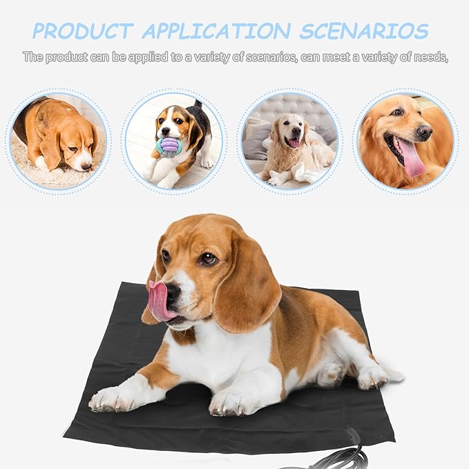 NUOBESTY USB Pet Heating Pad with Adjustable Temperature and Timer Cat Heat Mat for Indoor Use Dog Warming Pad Electric Heated Mat for Small Animals