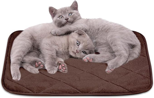 NWK Fluffy Self Warming Cat Mat, Cat Blanket, Thermal Dog Mat, Washable, Non-Slip Bottom for Sofa & Crate & Kennel & Car Seat (Coffee Brown, Medium (28'' X 19'' X 0.4''))