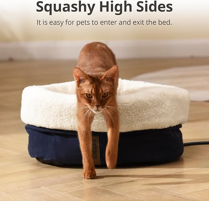 Heated Cat Bed with Auto Shut Off Timer, 17.7" x 13.7" Adjustable Temperature Indoor Pet Heating Cushion Bed for Kittens, Cats, Puppies and Small Dogs, Gray