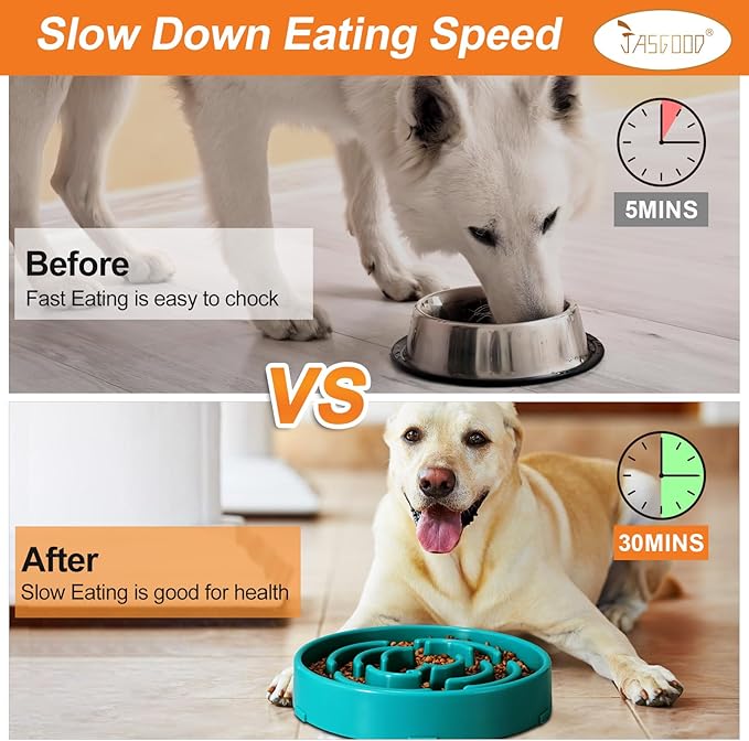 Slow Feeder Dog Bowls for Large Dogs Anti-Chocking Slower Feeder Dog Puzzle Bowl Pet Slow Eating Interactive Bloat Stop Dog Food Bowl JASGOOD,Dark Green,Large