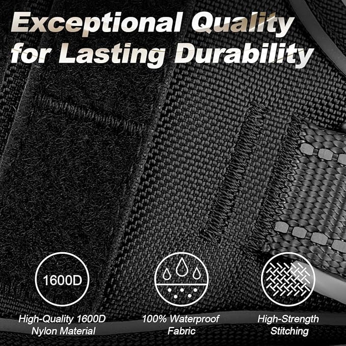 BARKBAY Service Dog Vest Tactical Dog Harness Medium Large Sized Dog Tags Personalized No Pull Adjustable Harness Reflective K9 Working Training Easy Control Military Molle System(Black,XL)