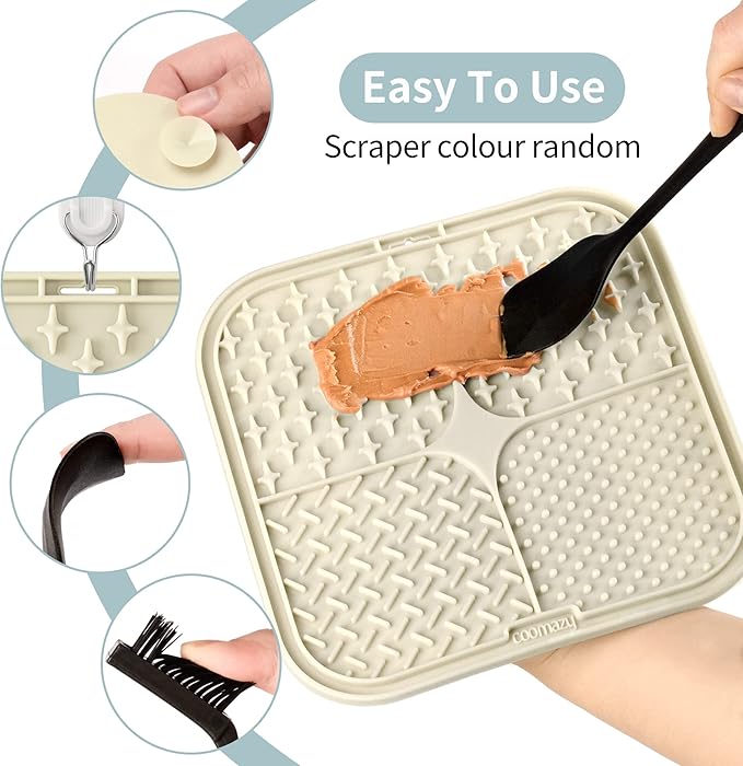 Coomazy Lick Mat for Dog and Cat, Slow Feeder & Non-Slip Design, Boredom and Anxiety Reducer, Suitable for Food, Treats, Yogurt, Peanut Butter and Liver Paste, Non-Toxic, 2-Packs