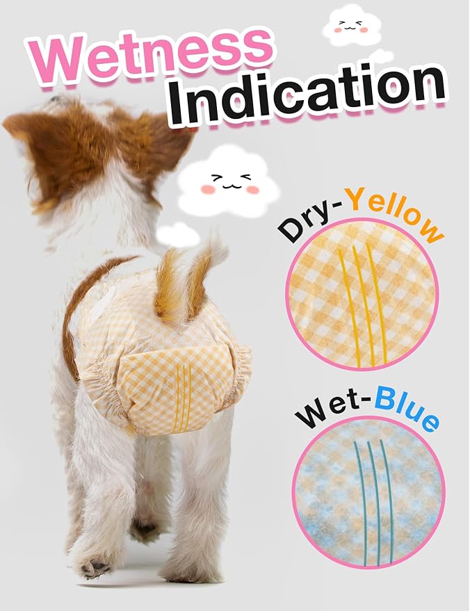 Dono Disposable Dog Diapers Female with Wetness Indicator, Disposable Doggie Diapers for Female Dogs in Heat, Super Absorbent Puppy and Kitten Doggie Diapers Female for Small Medium Large Dogs