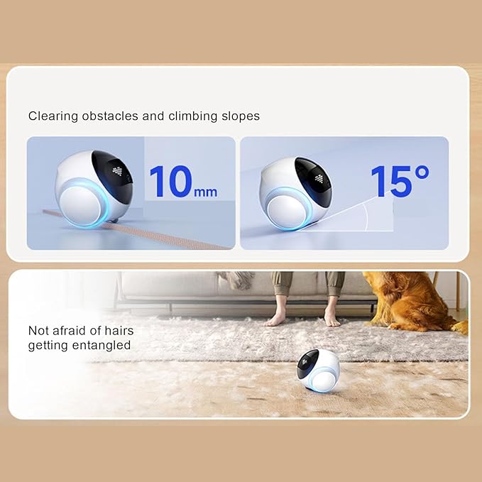 Asixxsix Pet Camera Robot, Wireless 1080P 360 Rotation 121 Wide Angle Indoor Movable Security Camera with Night Vision, 2 Way Talk, Motion Detection Video Recording for Cats Baby