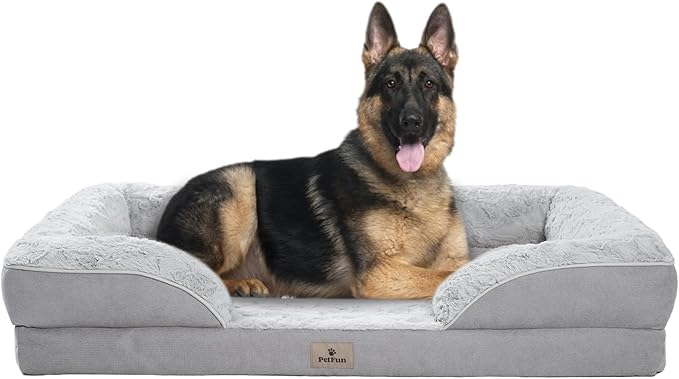 XL Orthopedic Dog Beds Large Sized Dog - Washable Large Dog Cat Bed Waterproof, Comfort Dogs Couch Sofa with Washable Removable Cover, Pet Bed with Nonskid Bottom, Light Grey, 42"