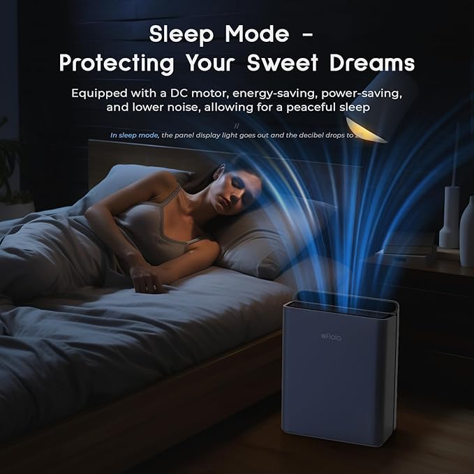 Afloia Air Purifiers for Bedroom - Air Purifiers for Home Large Room Up to 2000Ft², 3-Stage Filter with Laser Air Quality Sensor for Pets Hair Dander Pollen Allergies Dust Mold Odor Smoke, Grey