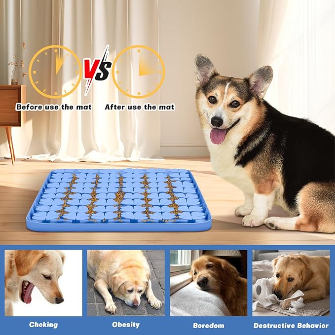 Dog Lick Mat, 23.6"x 15.7" Large Silicone Snuffle Mat with Suction Cups, Slow Feeder for Small Medium Large Dogs Slow Eating, Boredom Reducer (Green)