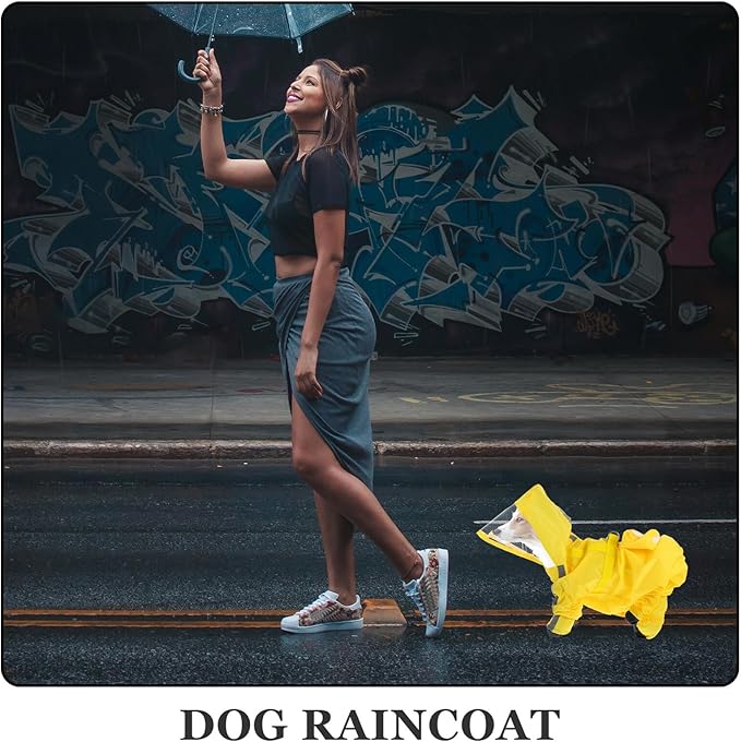 Dog Poncho Raincoat for Small Dogs Full Foot Coverage Rain Jacket with Reflective Safety Design Lightweight and Puppy Clothes for Outdoor Walking and Jogging