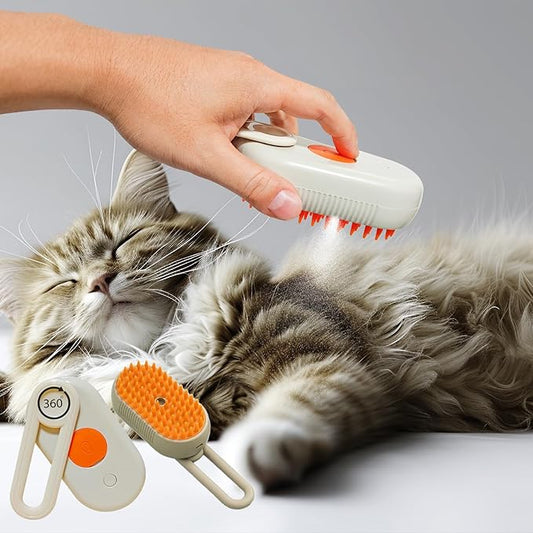 4-in-1 Steam Brush for Dogs & Cats - Pet Grooming Brush with Steam, Deshedding, Bath Spray & Massage, Professional Grooming Tool for Indoor Cats and Long/Short Hair Pets (Green)