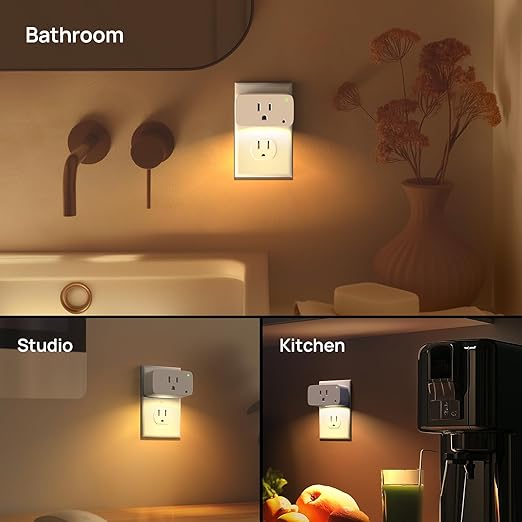 Linkind Matter Smart Plug with LED Night Light, Work with Alexa, Apple Home, Google, Smart Outlet 15A/1800W, Dusk to Dawn, Plug in Wall, Timer&Schedule, ETL&FCC Certified, 2.4GHz Wi-Fi Only, 2 Pack