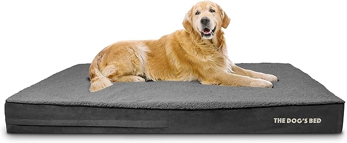 The Dog’s Bed Orthopedic Jumbo Memory Foam Dog Bed, XXXL Grey Plush, Pain Relief for Arthritis, Hip & Elbow Dysplasia, Post Surgery, Lameness Supportive, Waterproof Washable Cover, Veterinary Approved