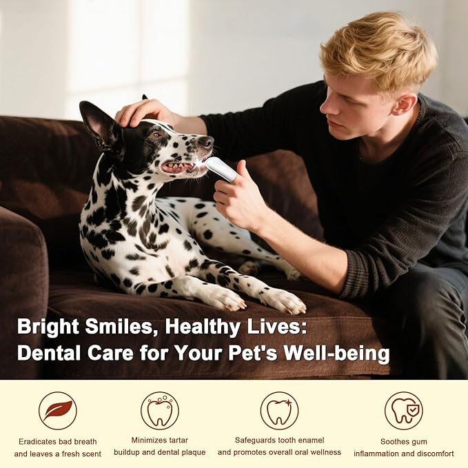 Teeth Cleaning Wipes for Dogs & Cats, Dog Dental Care Finger Wipes, Dog Tooth Brushing Kit, Reduces Plaque,Disposable Dog Wipes-50 Count