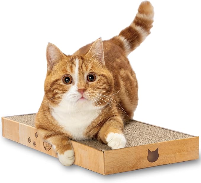Necoichi Cardboard Cat Scratcher Bed for Indoor Cats - Cat Scratching Board (16" Regular, a.Oak Lounge)
