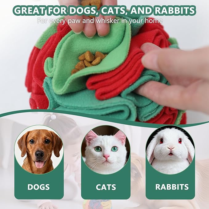 Snuffle Ball for Dogs - Interactive Dog Toys to Keep Them Busy, Dog Puzzle Toy with Soft Fabric for Small, Medium, Large Dogs Daily Companionship, Training Reward Gift