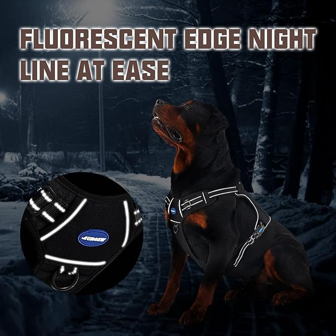 AUROTH Tactical Dog Harness for Large Dogs - Purple, No Pull, Adjustable, Reflective, Molle System for Gear Carrying