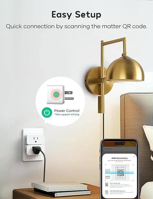 Winees Matter Smart Plug 2 Pack, Smart Outlet Work with Alexa, Apple Home, Google Home, SmartThings, 15A/1800W Max for Home Automation, APP Remote Control,Timer&Schedule, 2.4G Wi-Fi Only