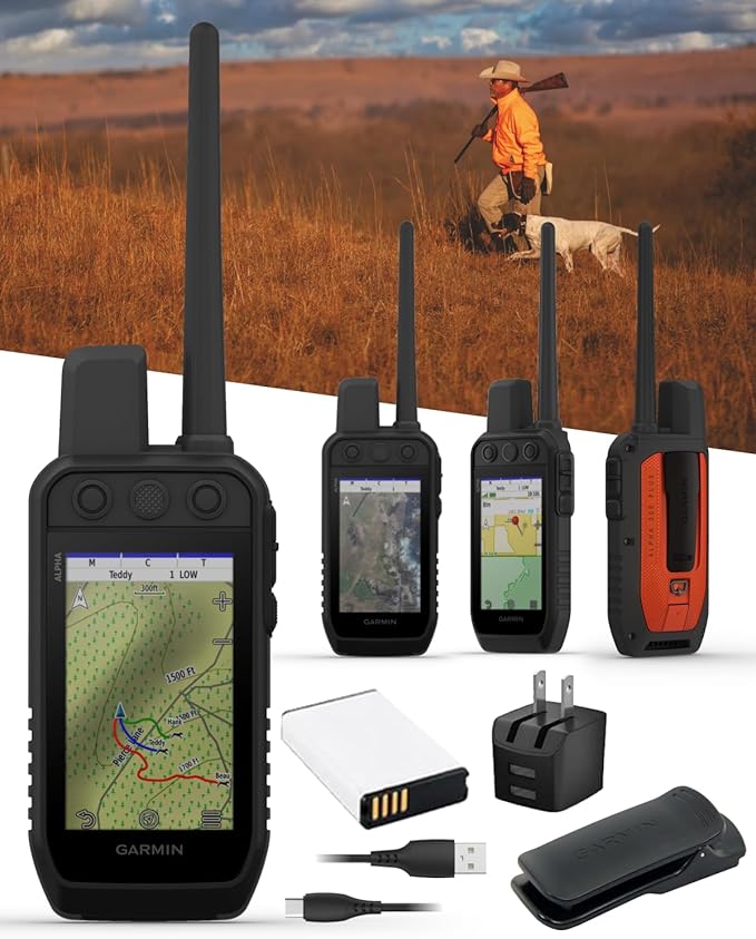 Garmin Alpha 200 Plus Dog Tracking & Training Handheld GPS, 3.5” Touchscreen, Track & Train Up to 20 Dogs from 9 Miles, Preloaded TopoActive Maps, 18 Training Levels with Wearable4U PowerBank Bundle