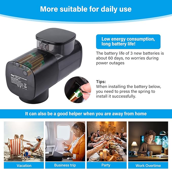 hygger Automatic Fish Feeder for Aquarium: Auto Fish Food Dispenser with Timer,quantitative and Fixed-Point Feeding System for Betta Turtle Small Tank - Aquarium Vacation Feeder with 3 AAA Batteries