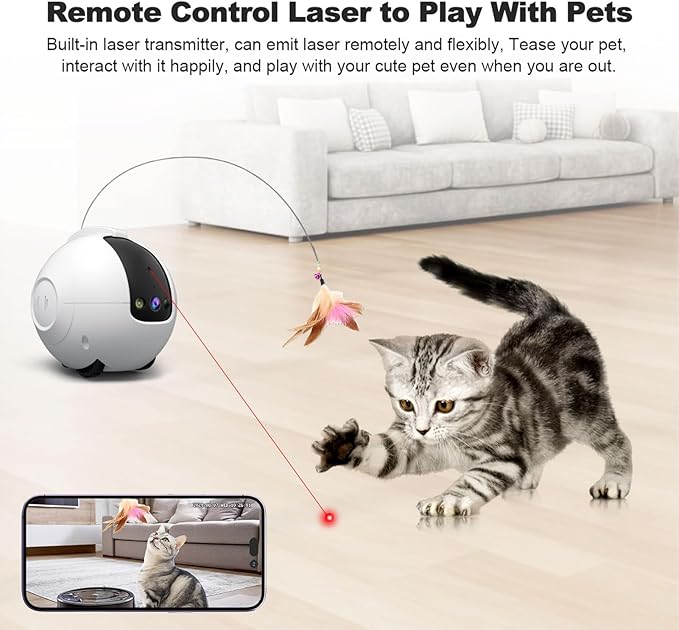 Robot Camera on Wheels, Mini Family Bot 3X Zoom 2K Pet Camera Robot, Indoor Movable Security Camera with 2 Way Talk,Blinky Bot Night Vision, Distance Bot App Control for Pet Cats/Dogs/Baby/Elderly
